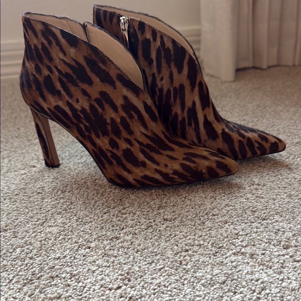 Vince Camuto Brown Leopard Print Ankle Boots